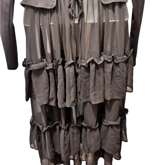 Hot Topic Black Sweetheart Double-Breasted Tiered Ruffle Jacket S Steampunk Goth - Picture 9 of 12